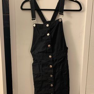 Black denim overalls
